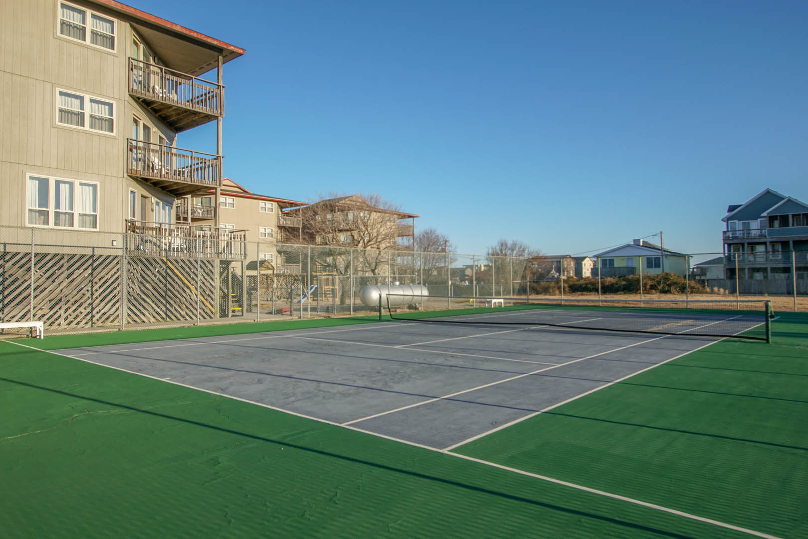 A spacious outdoor tennis court at VRI's Outer Banks Beach Club in North Carolina.